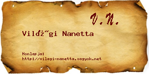 Világi Nanetta névjegykártya